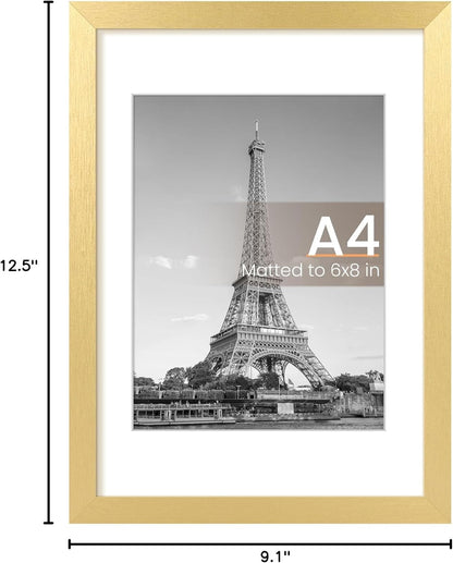 upsimples 8x10 Picture Frame, Display Pictures 5x7 with Mat or 8x10 Without Mat, Wall Hanging Photo Frame, Black, 1 Pack - Colors A