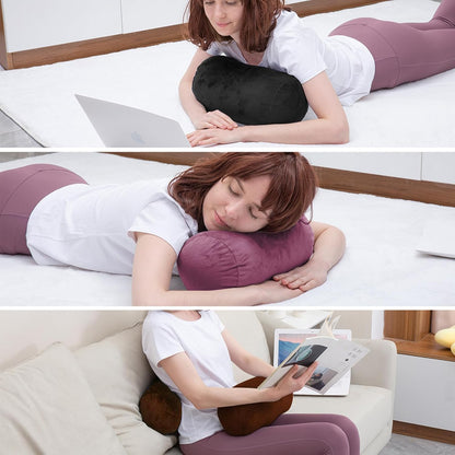 1 MIDDLE ONE Round Cylinder Bolster Pillow with Removable Velvet Cover, Tube Roll Cervical Pillow for Head, Neck, Back and Legs Support, 13" x 6", Grey