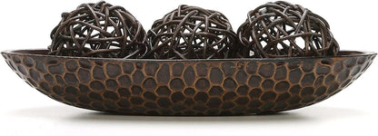 Hosley Honeycomb Wood Decor Bowl 14.3-Inch-Long Rustic Decorative Centerpiece for Dry Potpourri & Orbs, Elegant Home & Office Decor, Ideal Gift for Weddings, Spas & Reiki