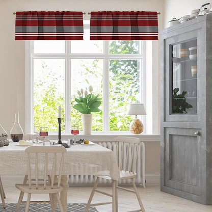 Emvency 2 Pack Dark Grey Valances Window Treatments, Gray Striped Abstract Blackout Drapes Adjustable Curtain for Windows Living Room Kitchen Over Sink, 52x18 Inch Rod Pocket Valances