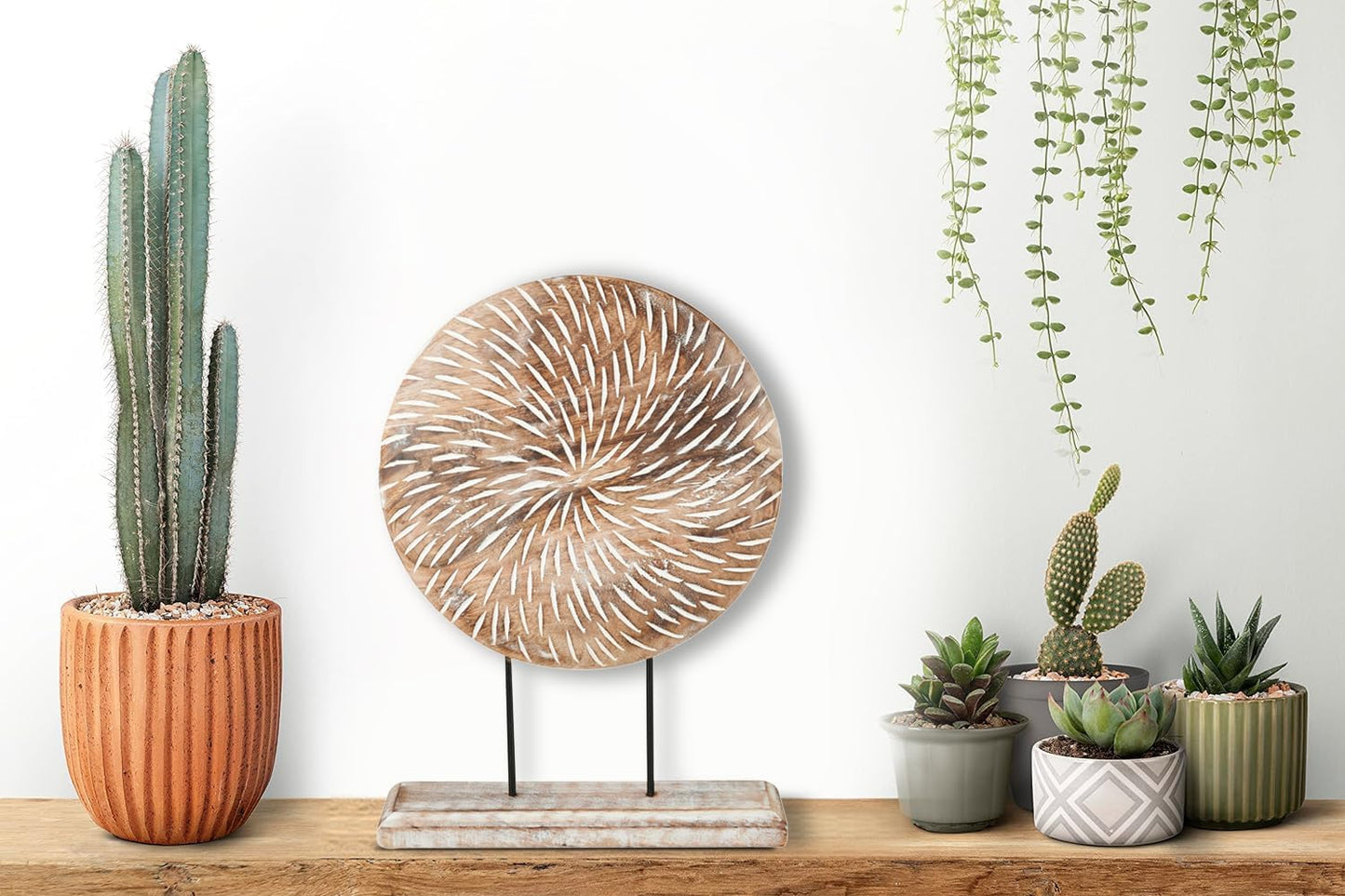 Housewarming Gifts Farmhouse Table Sculpture Home Decor Statue Mandala Carved for Modern Home 10" x 14", Living Room, Fireplace Mantel Shelf, Table and Entryway Decor Stand (Design 1)