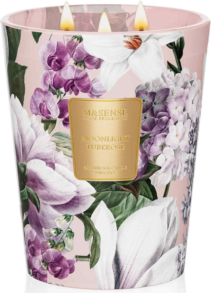 M&SENSE Jasmine Candles Highly Scented 3 Wick 35oz 150 Hours Burn Extra Large Jar Candles for Women, Natural Soy Wax Aromatherapy Candle for Stress Relief, Meditation, Yoga, Spa - Colors A
