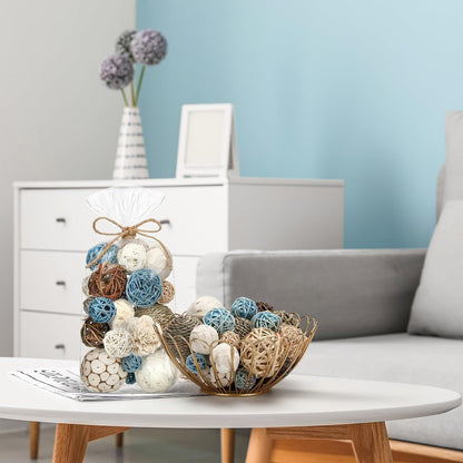 Riceshoot 2 Pack Decorative Balls Potpourri Bowl Filler Decor Natural Vase Bowl Filler Assorted Spherical Rattan Twigs Wicker Balls Cotton for Home Centerpiece(White)