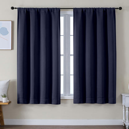 Simplebrand Ava Sage Green Blackout Curtains for Bedroom 63 Inch Length 2 Panels Set, Solid Thermal Insulated Energy Saving Rod Pocket Window Treatment Curtains Blackout Drapes, W40 x L63 Inch, Sage - Colors B