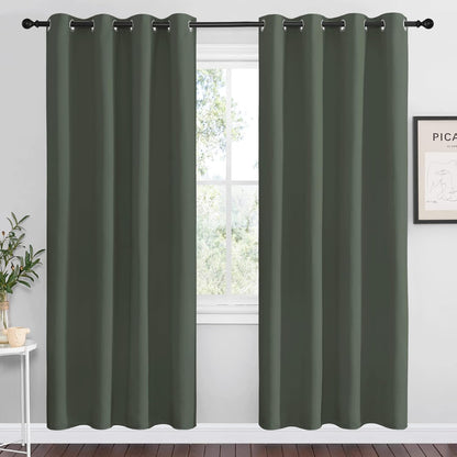 NICETOWN Halloween Pitch Black Solid Thermal Insulated Grommet Blackout Curtains/Drapes for Bedroom Window (2 Panels, 42 inches Wide by 63 inches Long, Black) - Colors C