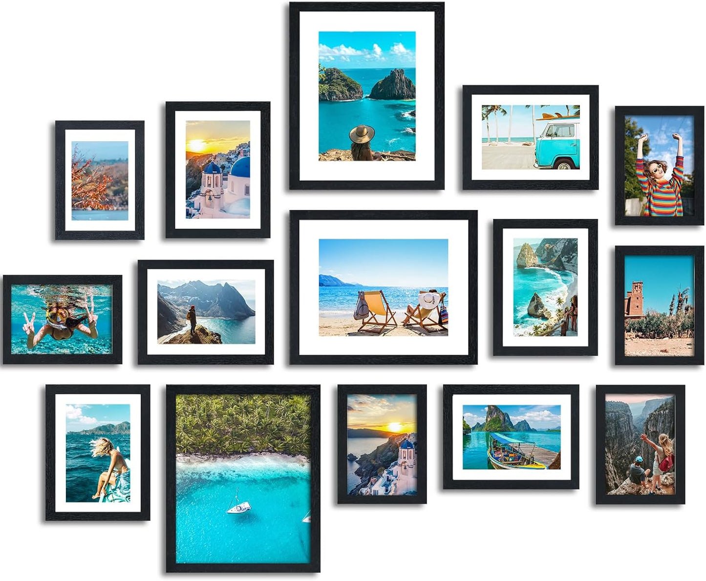 Fixwal Picture Frames Set, Gallery Wall Frame Set Picture Frames Collage 15 Pack for Wall or Tabletop with 8x10 5x7 4x6 Frames, Soft Earth Tones