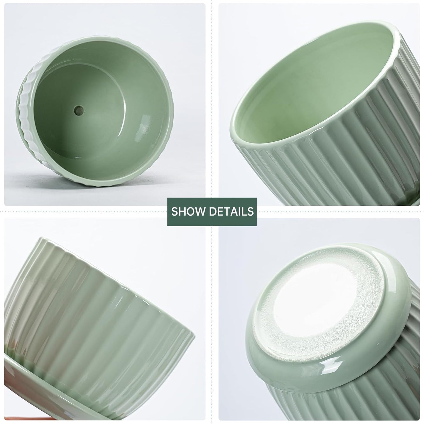 Ton Sin Pink Gold Ceramic Flower Pots, 4"+5"+6" Inch Small Glazed Succulent Planters with Drainage Hole,Modern Indoor Decorative Plant Pots Set of 3,Garden Pots with Saucer