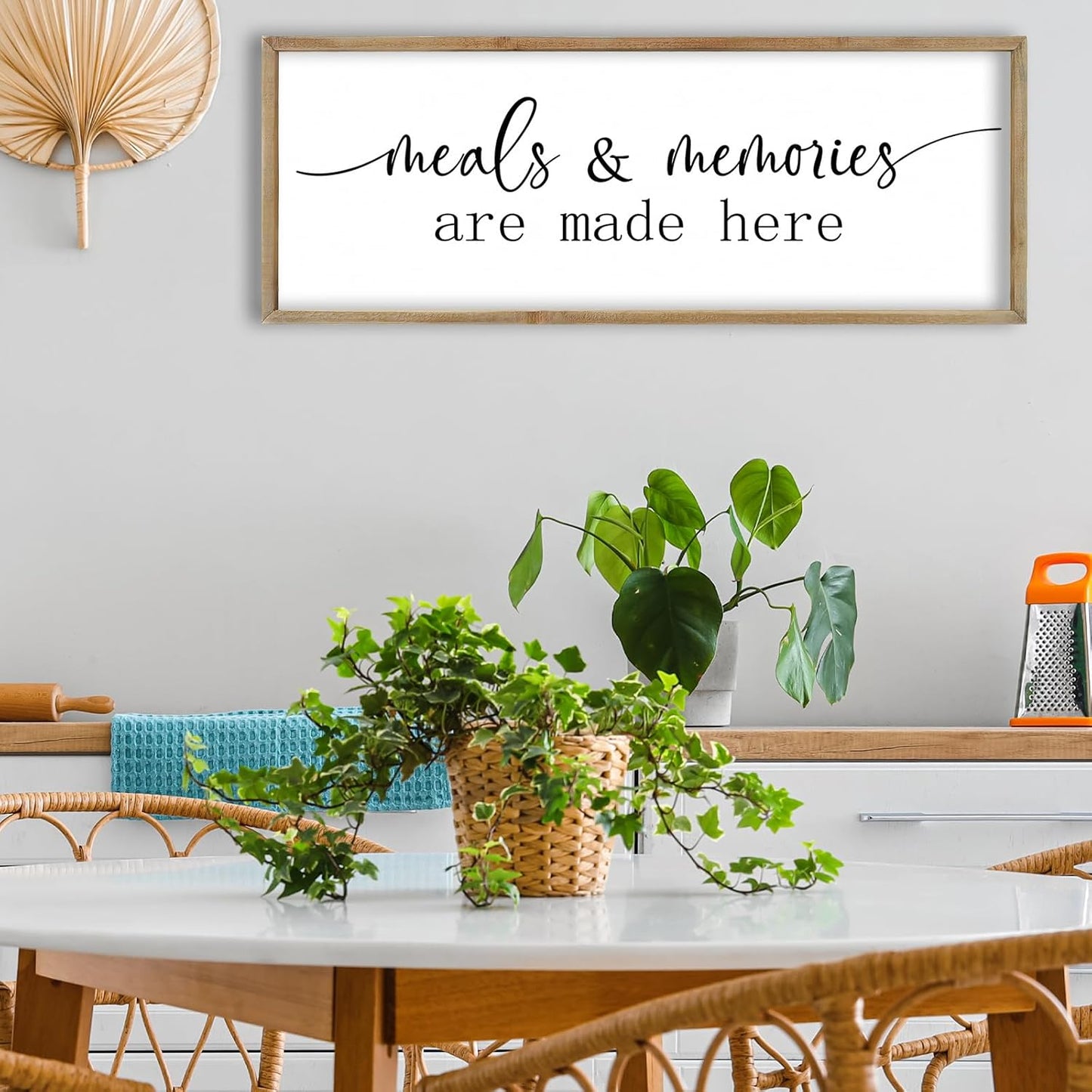 FZMHASLWW Gather Sign Wall Decor 32"×12" Large Wooden Framed for Dining Room Simple Home Kitchen Hanging Art (Wood)