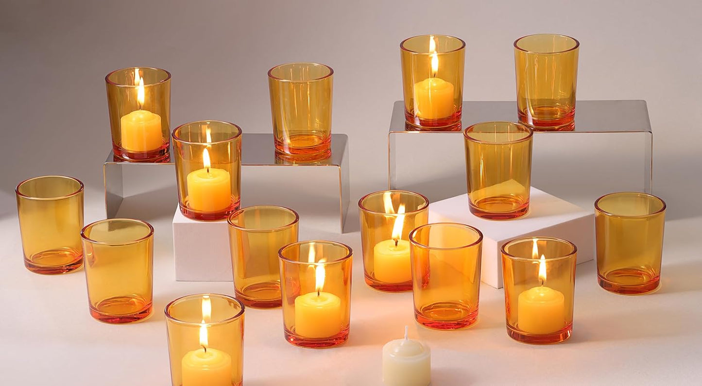 LETINE Gold Votive Candle Holders Set of 36 - Speckled Mercury Gold Glass Candle Holder Bulk - Ideal Spring Summer Decor for Wedding Centerpiece Table，Valentine's Day Decorations Indoor