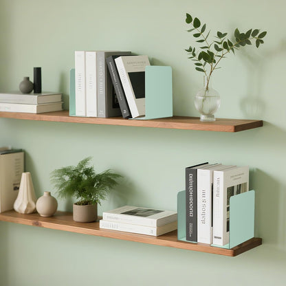 Book Ends, 2 Pieces Metal Bookend for Shelves, Bookends for Heavy Books, Book Holders for Shelves, Desk Organizers, Book Dividers for Office, School, Bookstore, Home