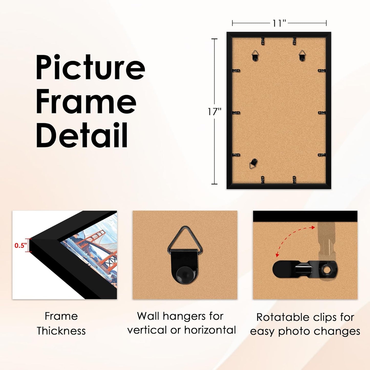 FIXSMITH 8x10 Picture Frame Set of 2, Photo Frame with HD Plexiglass, Display Pictures 5x7 with Mat or 8x10 Without Mat Multi Picture Frames Collage for Tabletop or Wall Display, Black