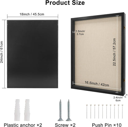 GraduatePro Shadow Box Frame 11x14 Display Case with Linen Back, Real Glass Window Door with Hinge, Picture Frame Wedding Bouquet Memorabilia Medals Photos Memory Box for Keepsakes, Carbonized Black