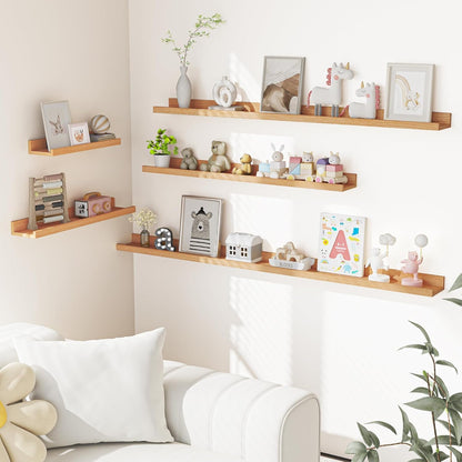 Heimlove Picture Ledge Shelf, Floating Shelves Set of 2, 24 Inches Picture Shelf for Wall with Ledge, Kids Bookshelf Wall Mounted for Living Room Bedroom Decor Books Photo Frames - White
