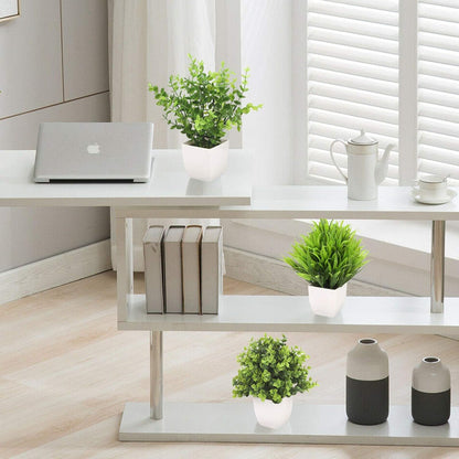 GREENTIME 4 Pack Fake Plants in Black Pot Mini Artificial Eucalyptus Potted Plant Small Faux Grass Greenery Potted for Indoor Home Office Farmhouse Bathroom Table Decoration
