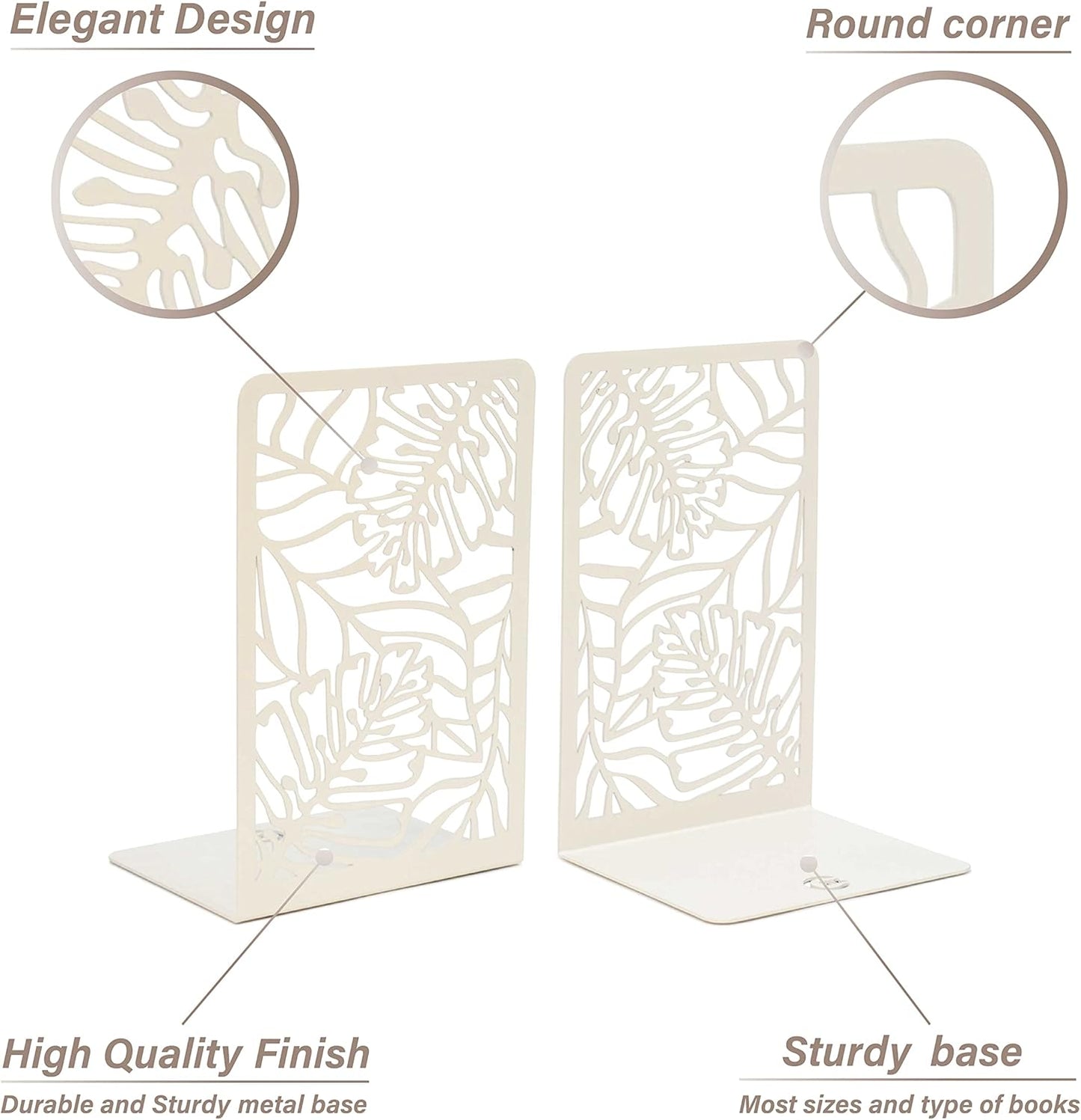 CNK Premium BookEnds - Heavy Duty Metal Book Stoppers for Home Office, Decorative Book Shelf Holders (Hummingbird Black)