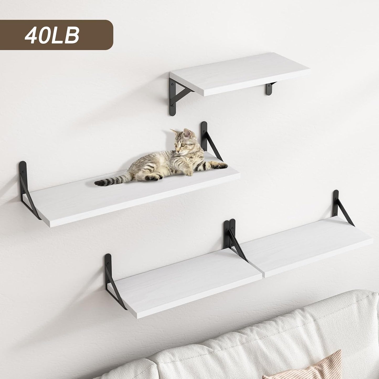 YGEOMER Floating Shelves for Wall, Different Sizes Dark Carbonized Brown Wall Shelves for Living Room, Bathroom, Bedroom, Kitchen, Home Decor (Set of 4)