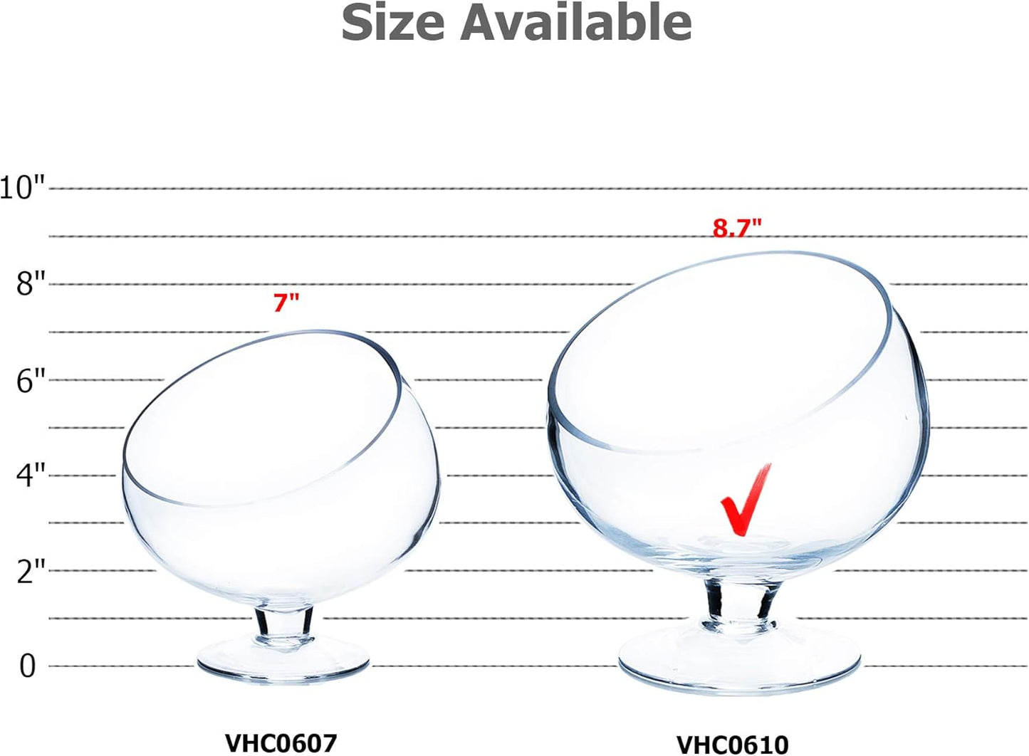 WGVI Clear Slant Cut Bowl Glass Vase, Glass Terrarium, Candy Dish, Glassware, Slant Open: 7". Height: 6" x 2.7". Base: 4" (1 Piece)