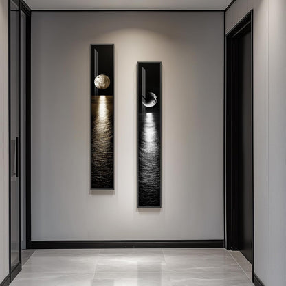 Long Narrow Framed Neutral Abstract Vertical Wall Art Set, 2 Piece Modern Canvas Prints Paintings Artwork for Walls, Beige and Brown Minimalist Pictures for Hallway Entryway Living Room Bedroom Decor