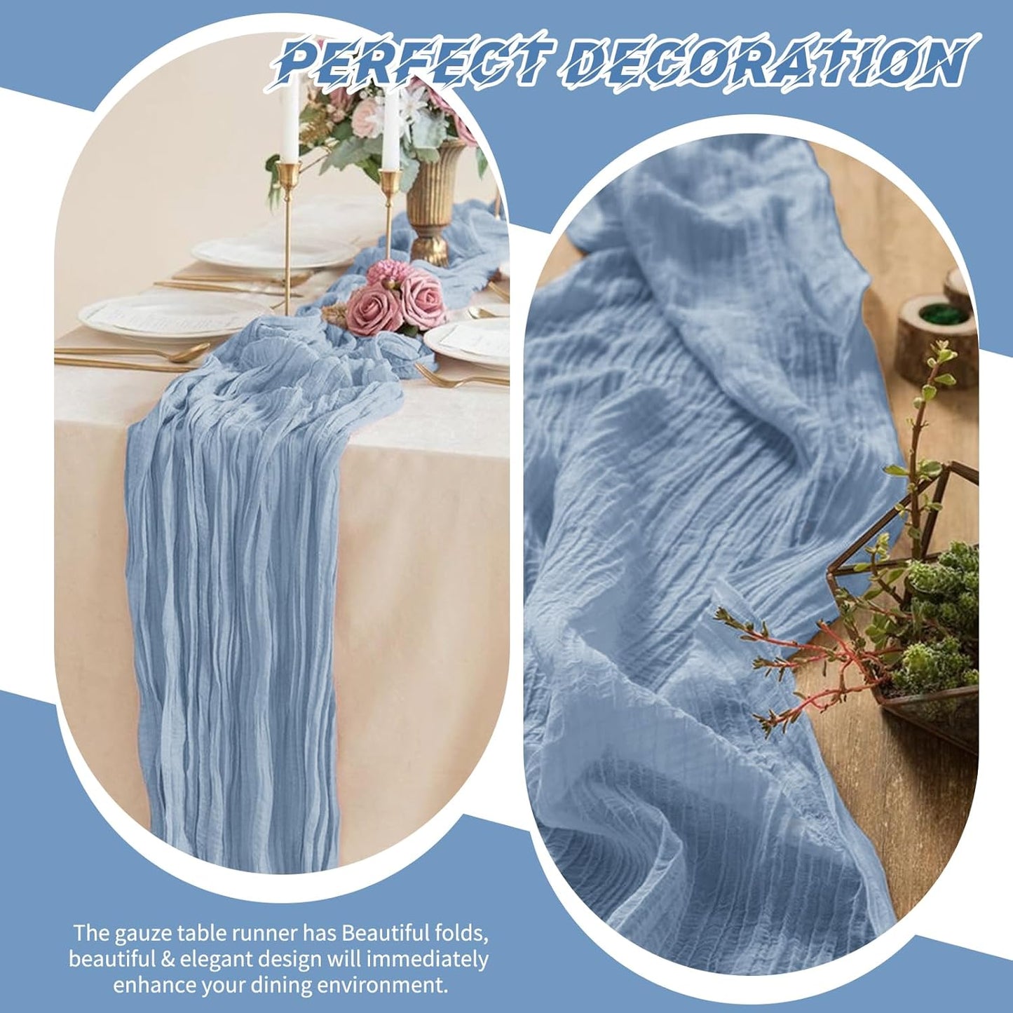10 Pack Beige Cheesecloth Table Runner 17x108 Inch Boho Gauze Cheese Cloth Table Runners for Wedding Party Baby Shower Birthday Home Decor