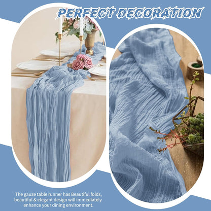 10 Pack Beige Cheesecloth Table Runner 17x108 Inch Boho Gauze Cheese Cloth Table Runners for Wedding Party Baby Shower Birthday Home Decor