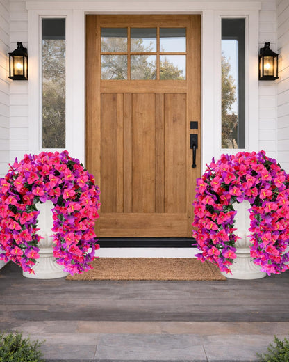 Artificial Flowers for Outdoors – 2 Bundles of UV-Resistant Artificial Bougainvillea, Realistic Silk Flowers for Front Porch, Patio, Garden, Window Boxes & Hanging Baskets (Hot Pink, 2)