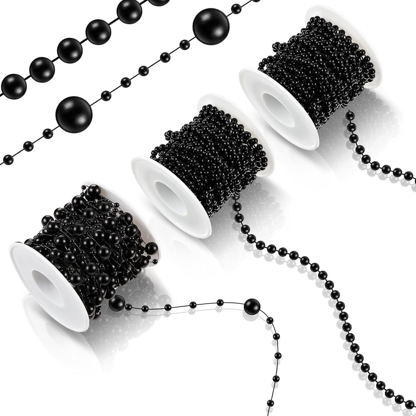 Bonuci 3 Rolls 66 Feet Pearls String Garland Faux Pearl Garland Spool Roll Strand Decoration Artificial Beads Chain Trim for Wedding Party Crafting Wedding Mother's Day Flower Decor(Ivory,4mm)