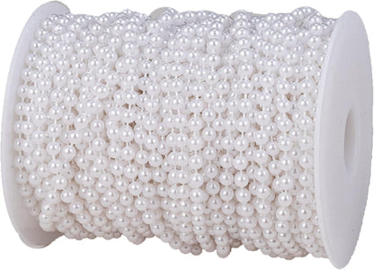 3mm Millet Beads Crafts Faux Pearl Beads Garland Pearl Bead Roll Strand of Pearls to Decorate Floral Centerpieces Wedding Party Favor Christmas Tree(33 Feet Ivory)