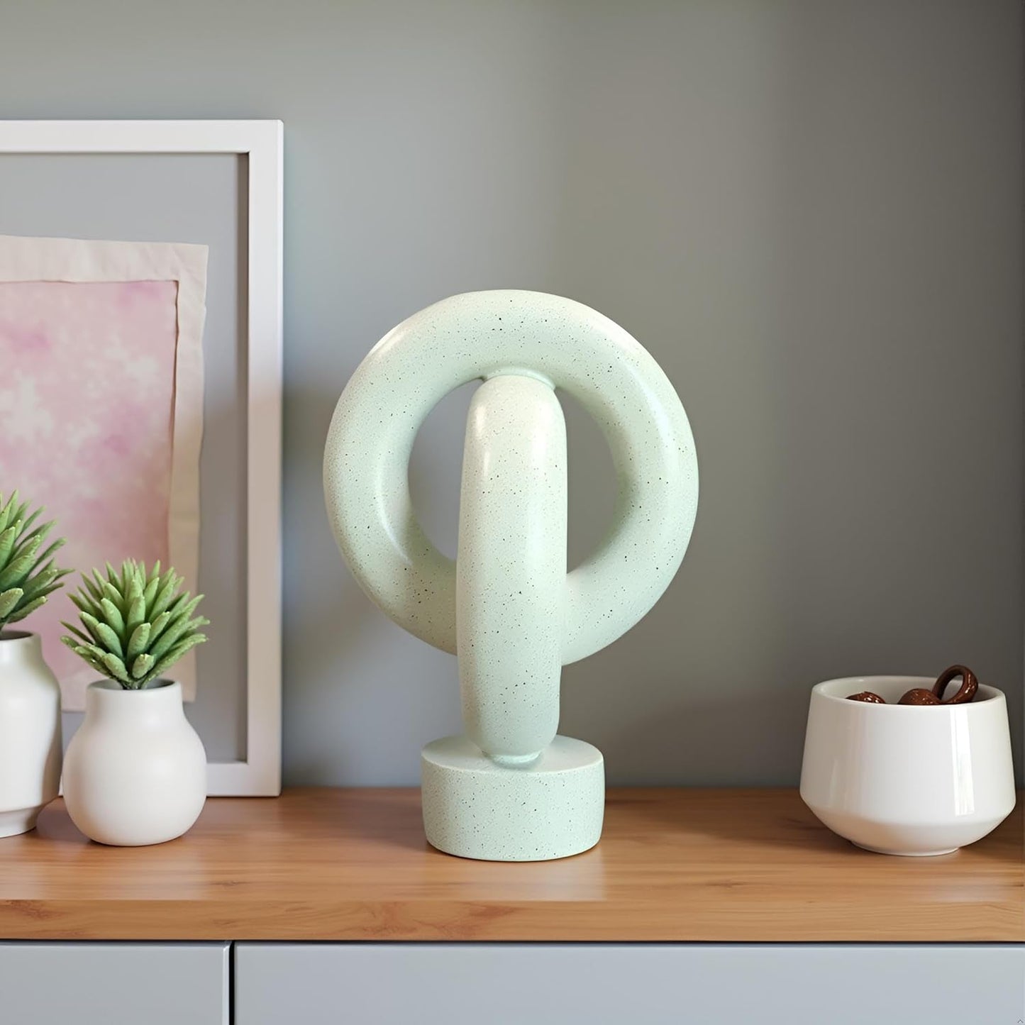 10" Modern Abstract Ribbon Decorative Sculpture, Knot Sculptures,Home Decor,Coffee Table Statues,Dining Living Room Desk Decor（White）