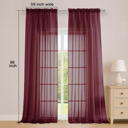 OWENIE Sheer Curtains 84 inches Long 2 Panels Set for Living Room/Bedroom, Rod Pocket Voile Sheer Panel Drapes, White, 2pcs, Each 42" W x 84" L - Colors A