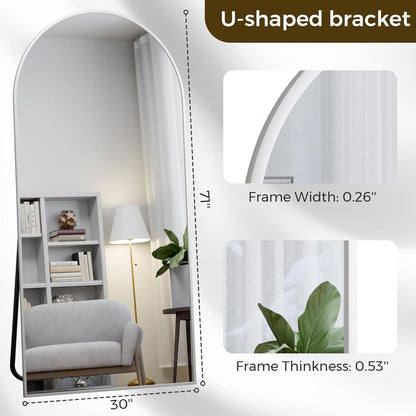 Koonmi 30"x71" Arched Full Length Mirror, Gold Large Floor Mirror with Aluminum Alloy Frame, Standing Hanging or Leaning Wall-Mounted Full Body Mirror for Living Room and Bedroom