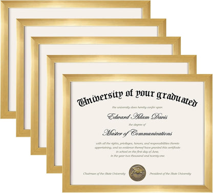 upsimples Certificate Frame with High Definition Glass, 8.5 by 11 Picture Diploma Document Frames for Wall and Tabletop, Black 5 Pack