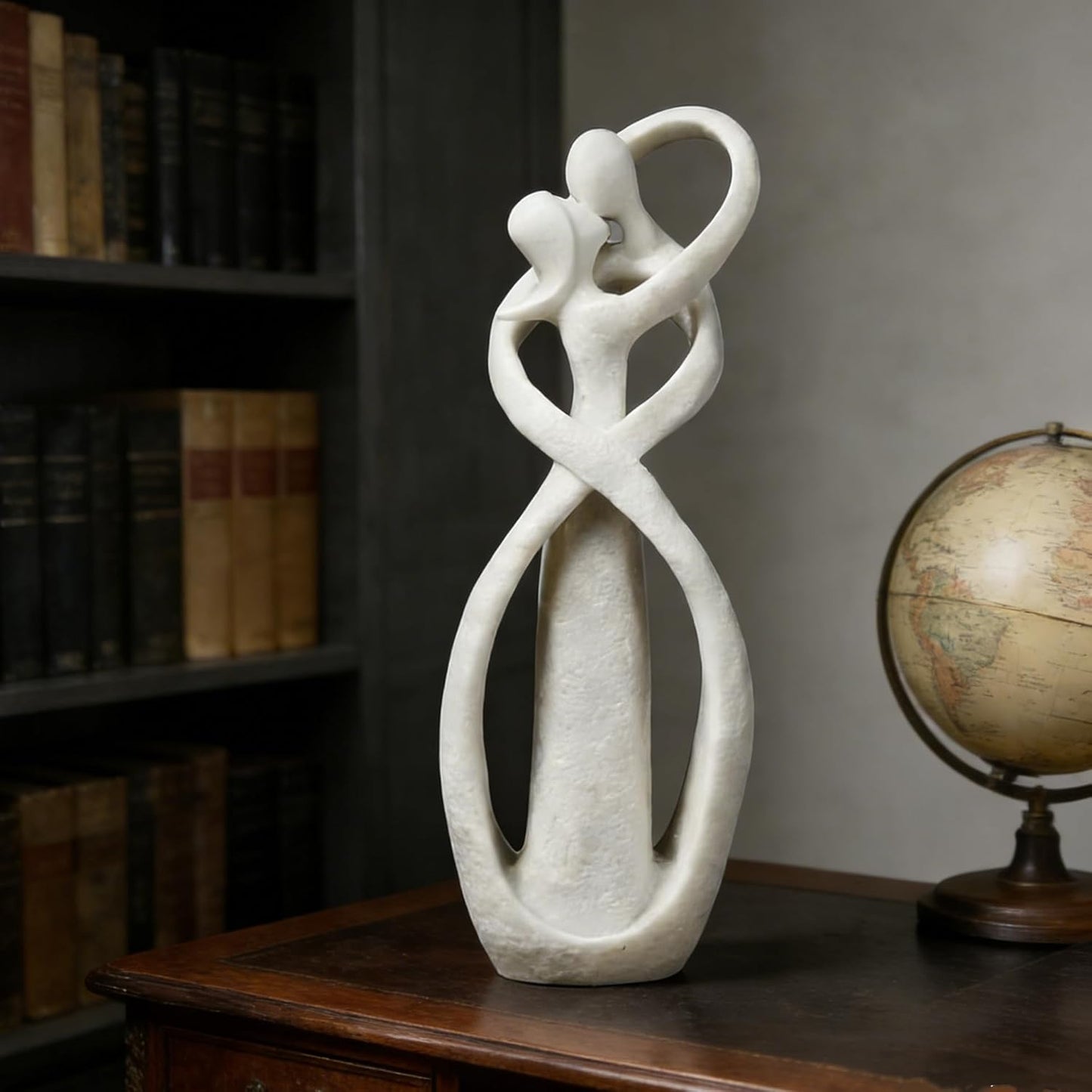 Couple Statue for Home Decor,Hugging Couple Figurines,Valentines Decor,Modern Romantic Sculptures for Living Room Bedroom Office(White+Black)