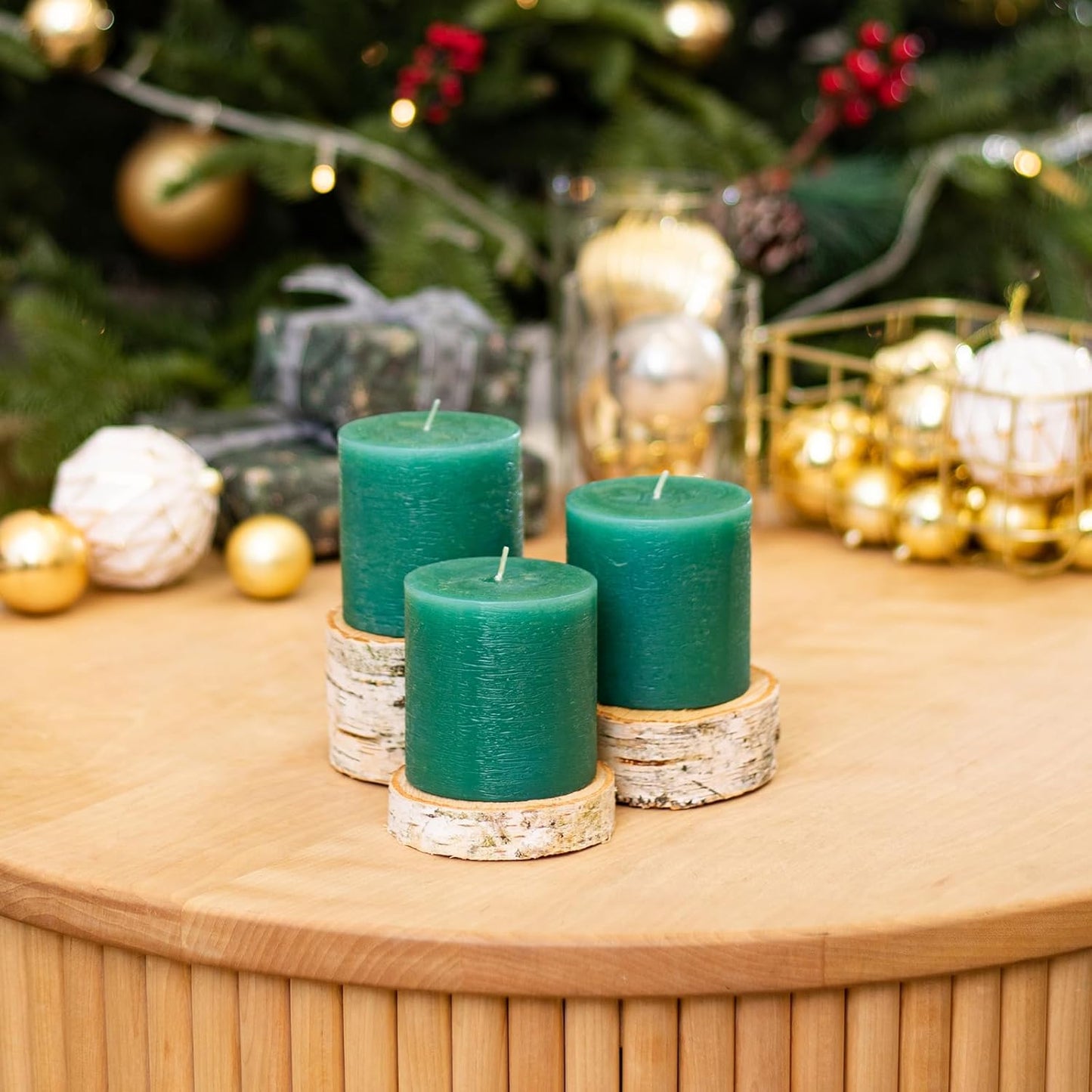 CANDWAX 3x4 inch Pillar Candles Set of 3 – Unscented Dripless Rustic Dark Blue Candles for Room Decor, Weddings, Centerpieces