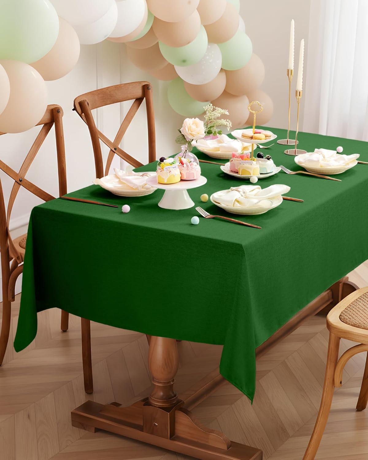 Pureegg Rectangle Linen Tablecloth Waterproof & Stain Resistant, Wrinkle-Free Table Cloth Adds Elegance and Protection, Ideal for Dining, Party, Wedding and Outdoor, 52 x 70 Inch, Sage Green