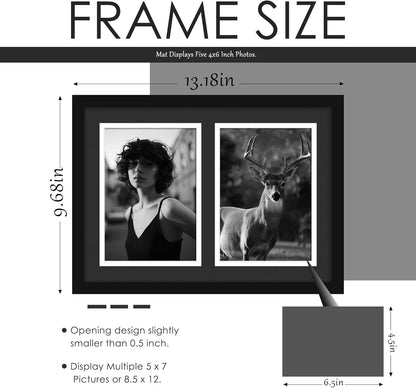 DUENPY 14x26 Collage Picture Frame 4x6 Collage Picture Frame Displays Twelve 4x6 inch Photos Available Horizontal Wall Mounting Display and Vertical Black - Colors A