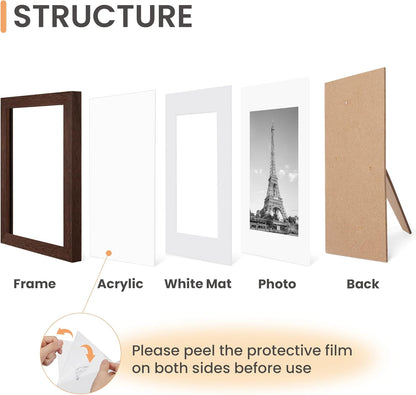 upsimples 5x7 Picture Frame Set of 10, Display Pictures 4x6 with Mat or 5x7 Without, Multi Photo Frames Collage for Wall or Tabletop Display, Black