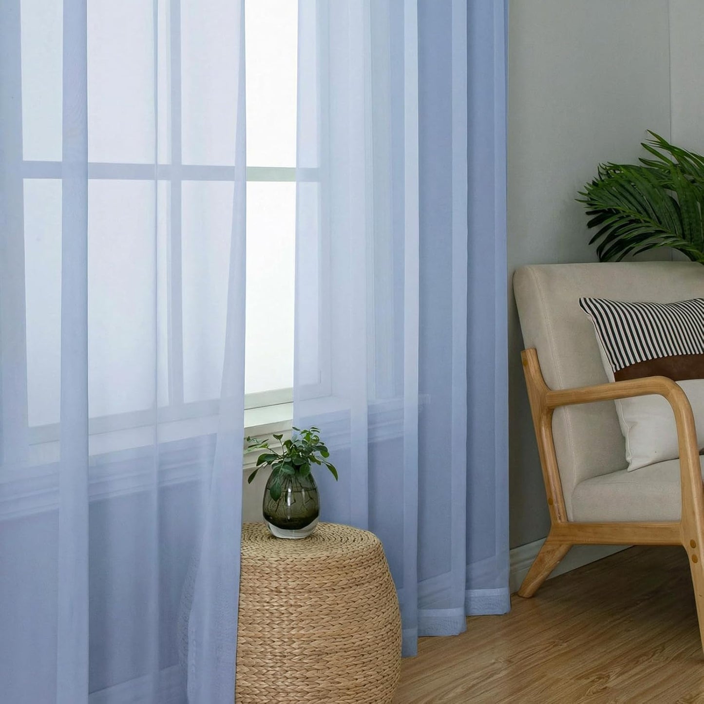 OWENIE Sheer Curtains 84 inches Long 2 Panels Set for Living Room/Bedroom, Rod Pocket Voile Sheer Panel Drapes, White, 2pcs, Each 42" W x 84" L - Colors A