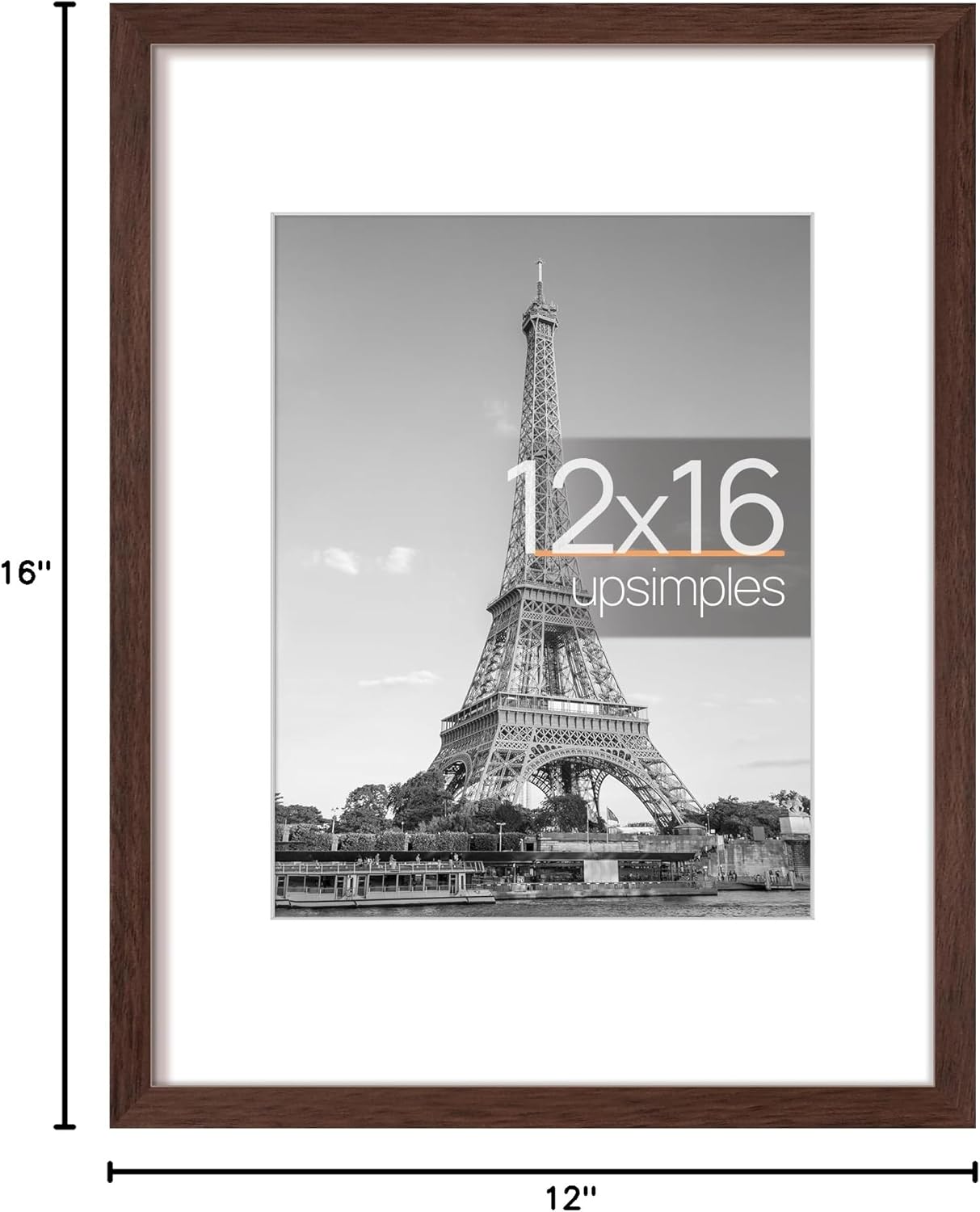upsimples 8x10 Picture Frame, Display Pictures 5x7 with Mat or 8x10 Without Mat, Wall Hanging Photo Frame, Black, 1 Pack - Colors A