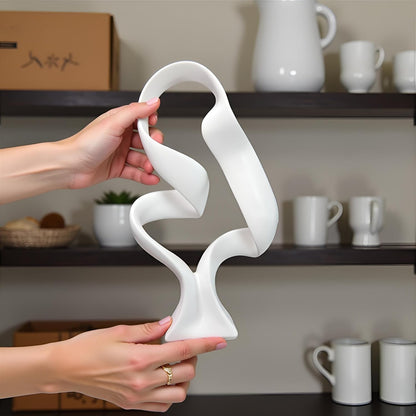10" Modern Abstract Ribbon Decorative Sculpture, Knot Sculptures,Home Decor,Coffee Table Statues,Dining Living Room Desk Decor（White）