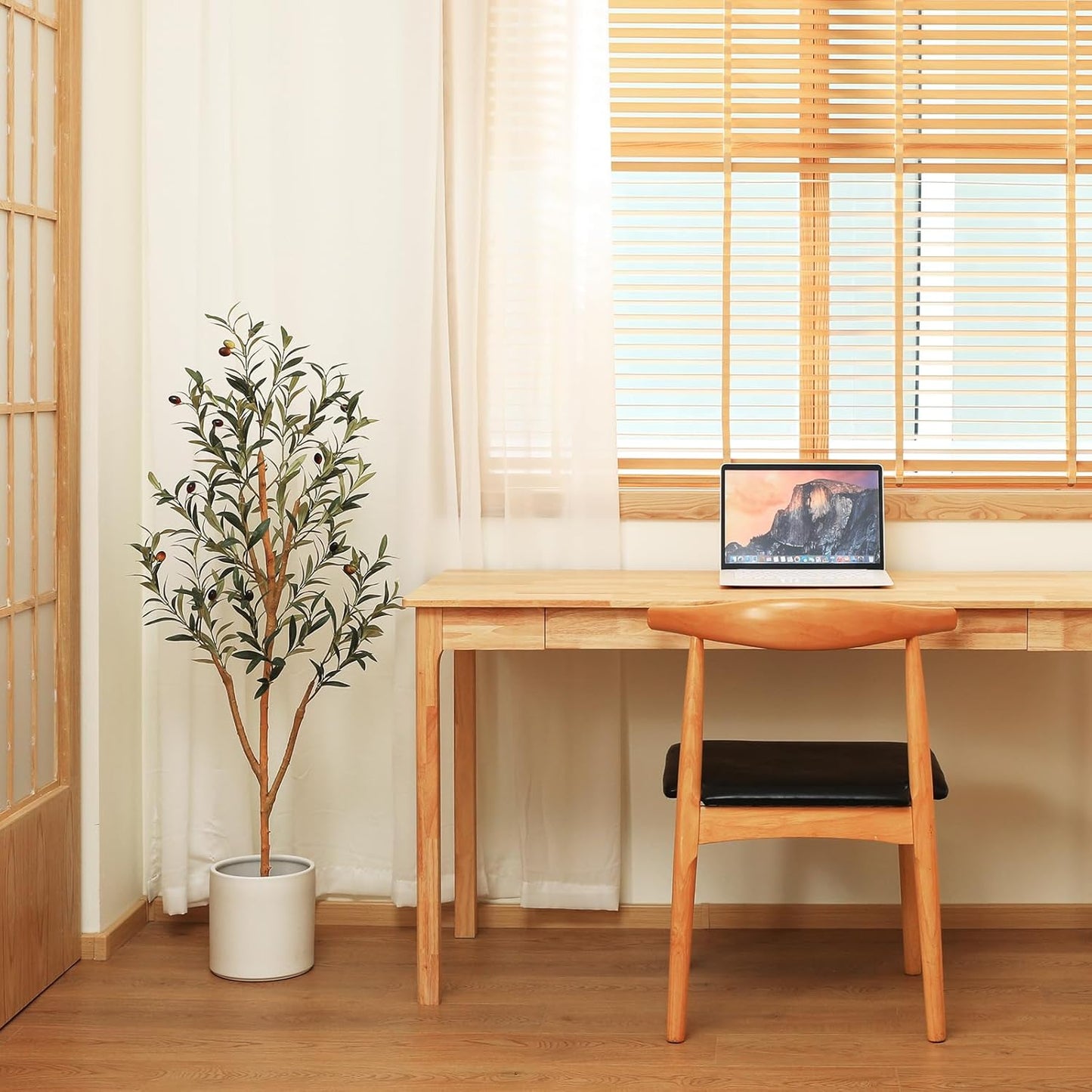 Kazeila Artificial Olive Tree 6FT Tall Faux Silk Plant for Home Office Decor Indoor Fake Potted Tree with Wood Branches and Fruits