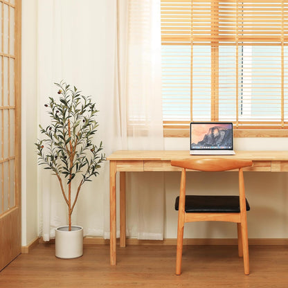 Kazeila Artificial Olive Tree 6FT Tall Faux Silk Plant for Home Office Decor Indoor Fake Potted Tree with Wood Branches and Fruits