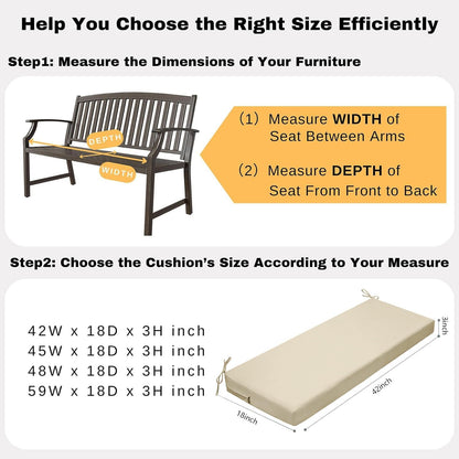 idee-home Outdoor Bench Cushion Waterproof, Bench Cushions for Outdoor Furniture, Patio Porch Swing Replacement Seat Pad with Ties for Garden Backyard, 48 x 18 Inch Red