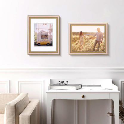 Golden State Art,11x14 Ornate Picture Frame for 8x10 Photo with Mat or 11 x 14 Prints without Mat,Real Glass Wall Display(Color:Green Gold)
