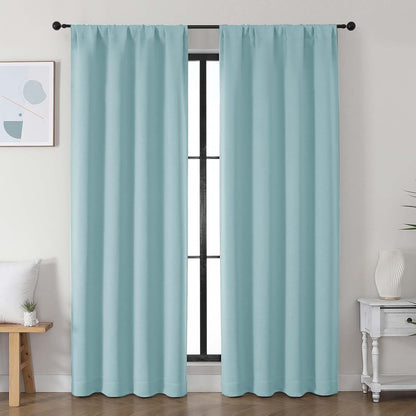 Simplebrand Ava Sage Green Blackout Curtains for Bedroom 63 Inch Length 2 Panels Set, Solid Thermal Insulated Energy Saving Rod Pocket Window Treatment Curtains Blackout Drapes, W40 x L63 Inch, Sage - Colors A