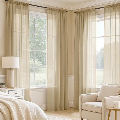 MIULEE White Sheer Curtains 84 Inches Long, 4 Panels Set, Light Filtering Rod Pocket Voile Drapes for Living Room and Bedroom, Airy Soft Fabric Window Treatments, 42 x 84 Inches