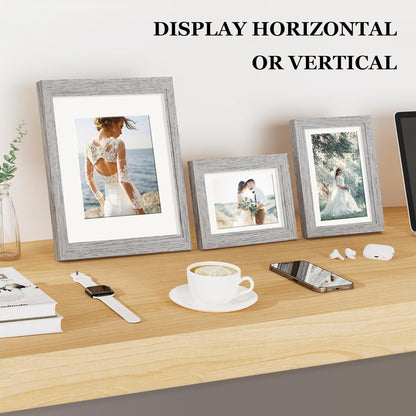 Povrgive Picture Frames, Made of Real Glass and Wooden Frame, Gallery Photo Frames Set of 10 for Collage Wall Decor, Multi Sizes Including 8x10, 5x7, 4x6 for Mounting or Tabletop Display, Wood