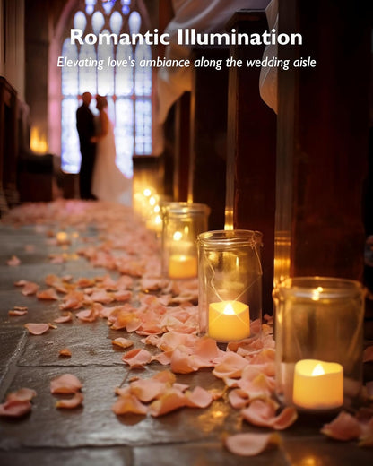 Homemory 24Pcs Flickering Flameless Candle Battery Operated, 200+Hours Fake Electric LED Tea Lights for Votive, Centerpiece Table Decorations, Wedding, Aniversary, Halloween, Christmas