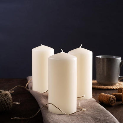 CANDWAX 3x4 inch Pillar Candles Set of 3 – Unscented Dripless Rustic Dark Blue Candles for Room Decor, Weddings, Centerpieces