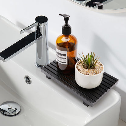 Renawe Farmhouse Bathroom Counter Tray Wood Display Pedesta Stand Kitchen Countertop Trays Decorative Wooden Riser Dish Soap Dispenser Holder for Bathroom Sink Accessories Kitchen Decor Vanity Tray