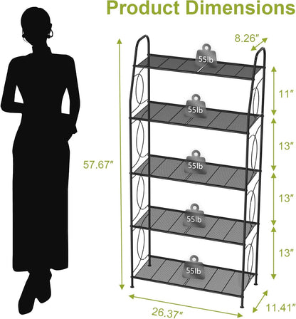 VyGrow Plant Stand, 4 Tier Plant Shelf for Indoor Outdoor, Heavy Duty Metal Tall Plant Stands Holder Rack for Living Room Balcony and Garden, Black